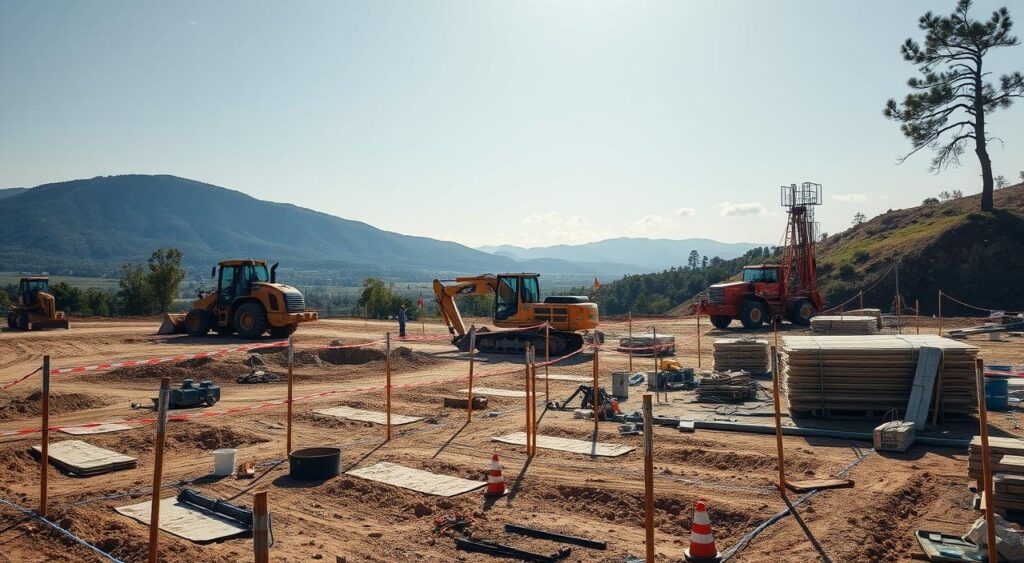 preparação do canteiro de obras